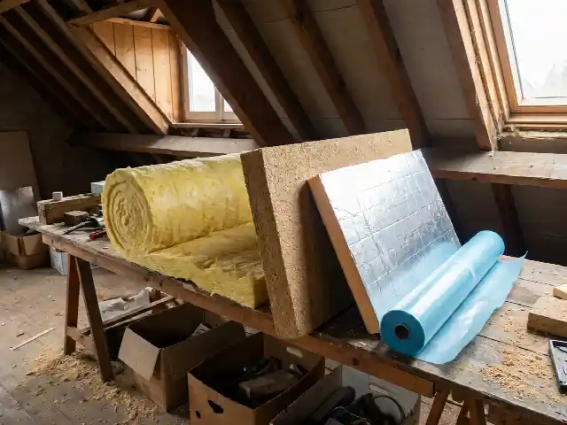Échantillons de laine minérale, fibre de bois et panneau PIR